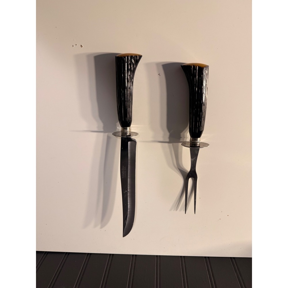 Vintage Washington forge Bakelite faux-staghorn carving set